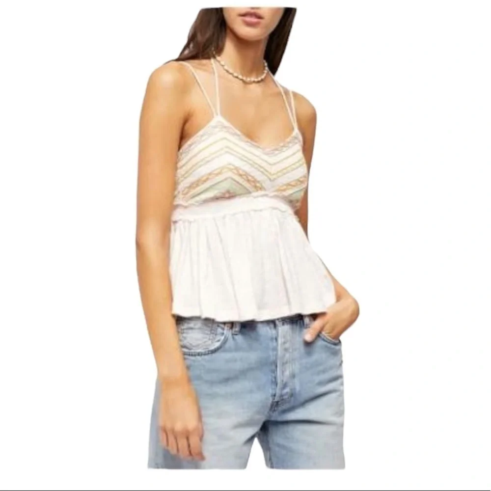 Free People Womens Pale Pink Boho Smocked Halter Lightweight Tank Top Sz L New